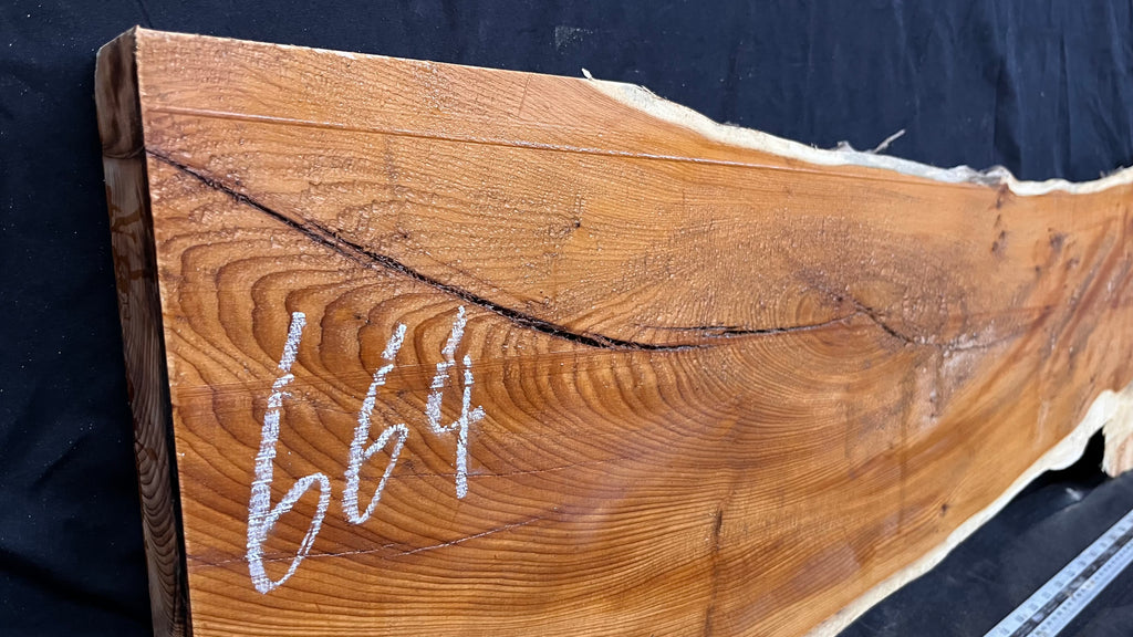 Coffee table top yew, slab, board 1480 L x 348 W x 52 D mm    (664)