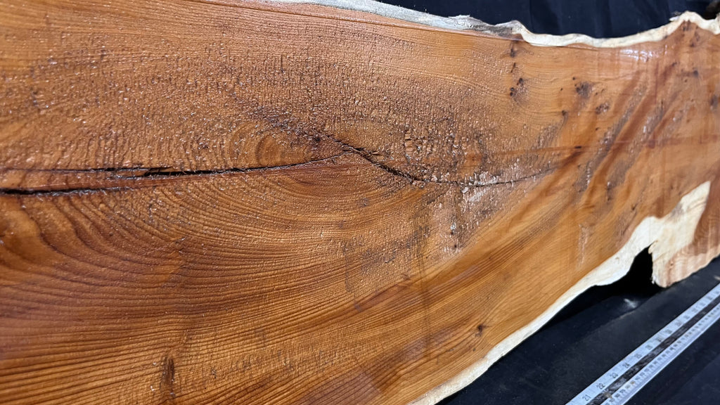 Coffee table top yew, slab, board 1480 L x 348 W x 52 D mm    (664)