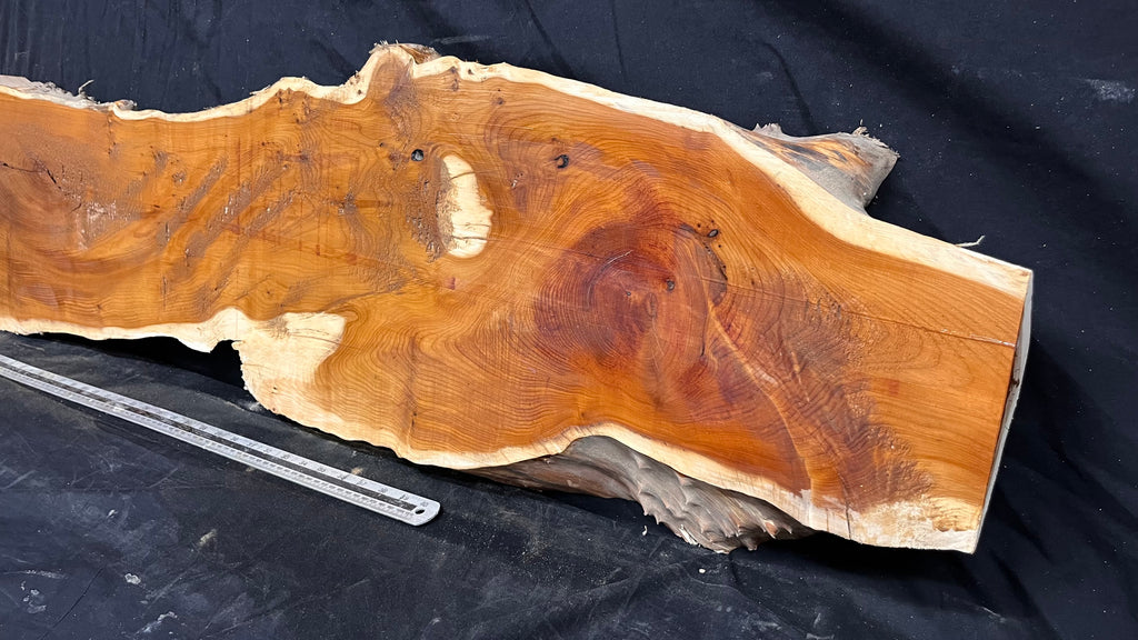 Coffee table top yew, slab, board 1480 L x 348 W x 52 D mm    (664)