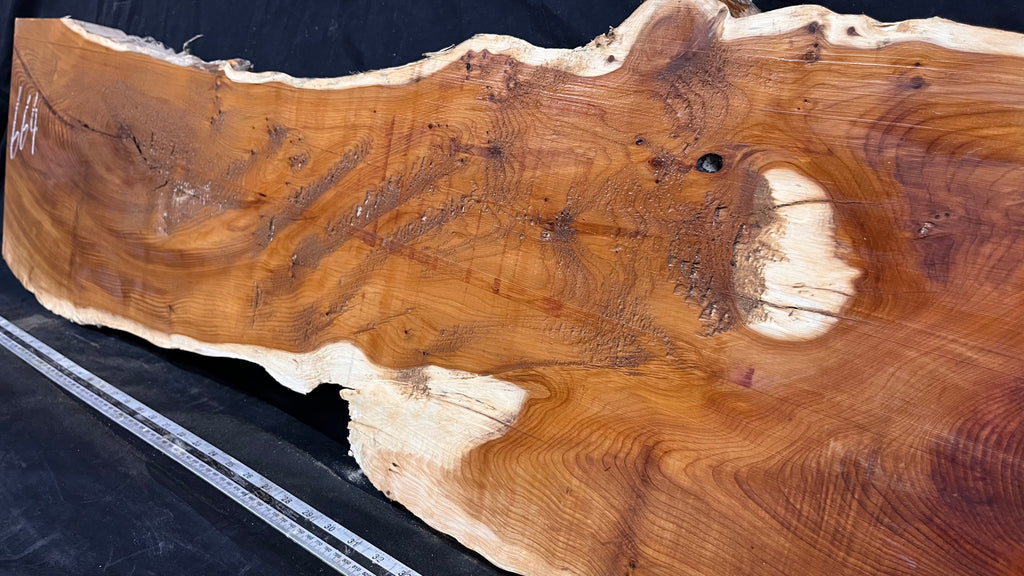Coffee table top yew, slab, board 1480 L x 348 W x 52 D mm    (664)