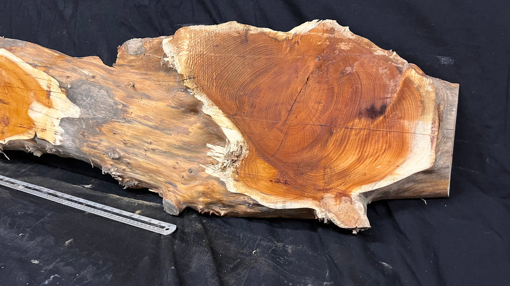 Coffee table top yew, slab, board 1480 L x 348 W x 52 D mm    (664)