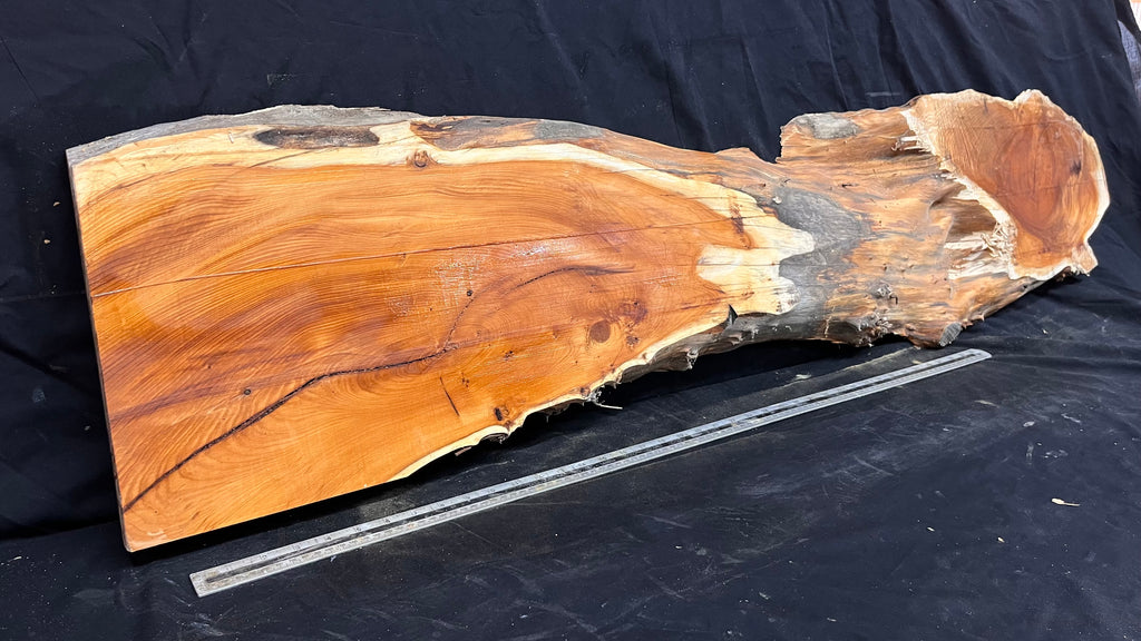 Coffee table top yew, slab, board 1480 L x 348 W x 52 D mm    (664)