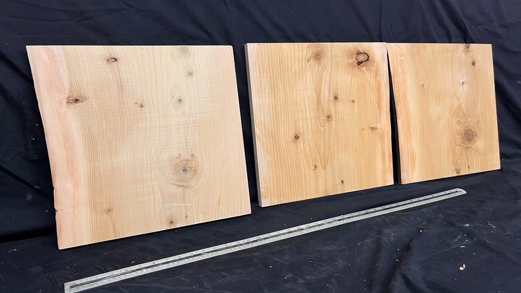 3x Cedar shelf, plank, timber, board. 403 L x 402 W x 19 D mm             (mt665)