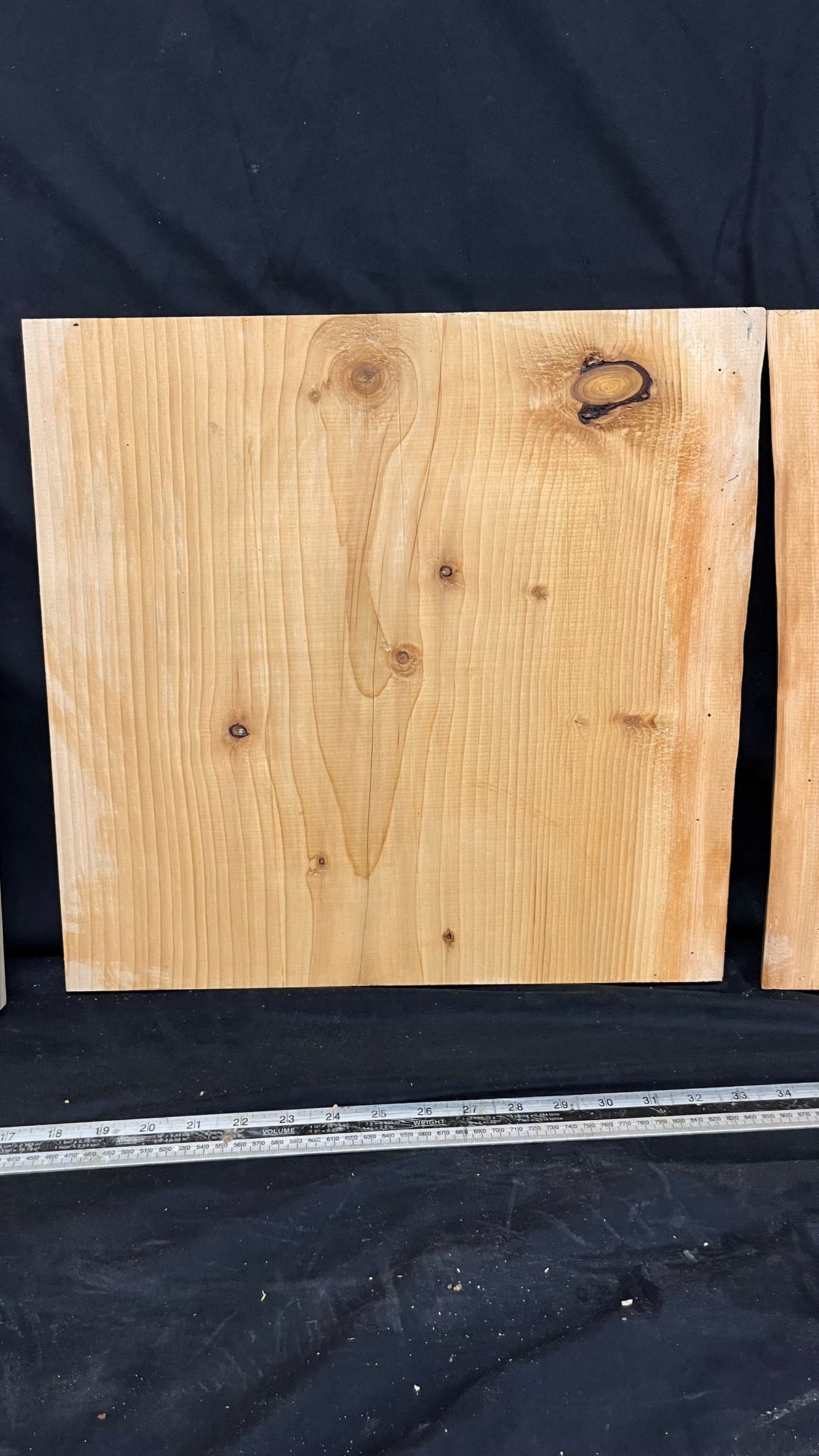 3x Cedar shelf, plank, timber, board. 403 L x 402 W x 19 D mm             (mt665)
