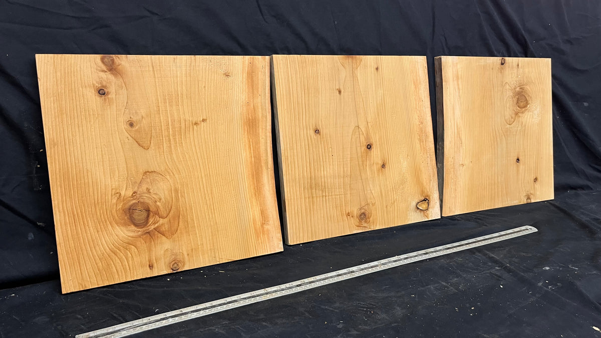 3x Cedar shelf, plank, timber, board. 403 L x 402 W x 19 D mm             (mt665)