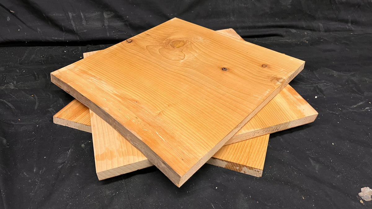 3x Cedar shelf, plank, timber, board. 403 L x 402 W x 19 D mm             (mt665)