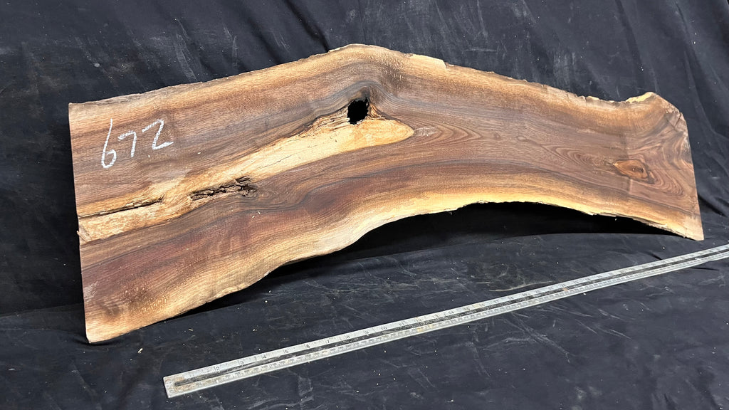 Black walnut tone wood, thin 1007 L x 255 W x 15 D mm    (672)