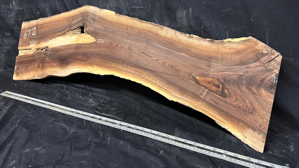 Black walnut tone wood, thin 1007 L x 255 W x 15 D mm    (672)