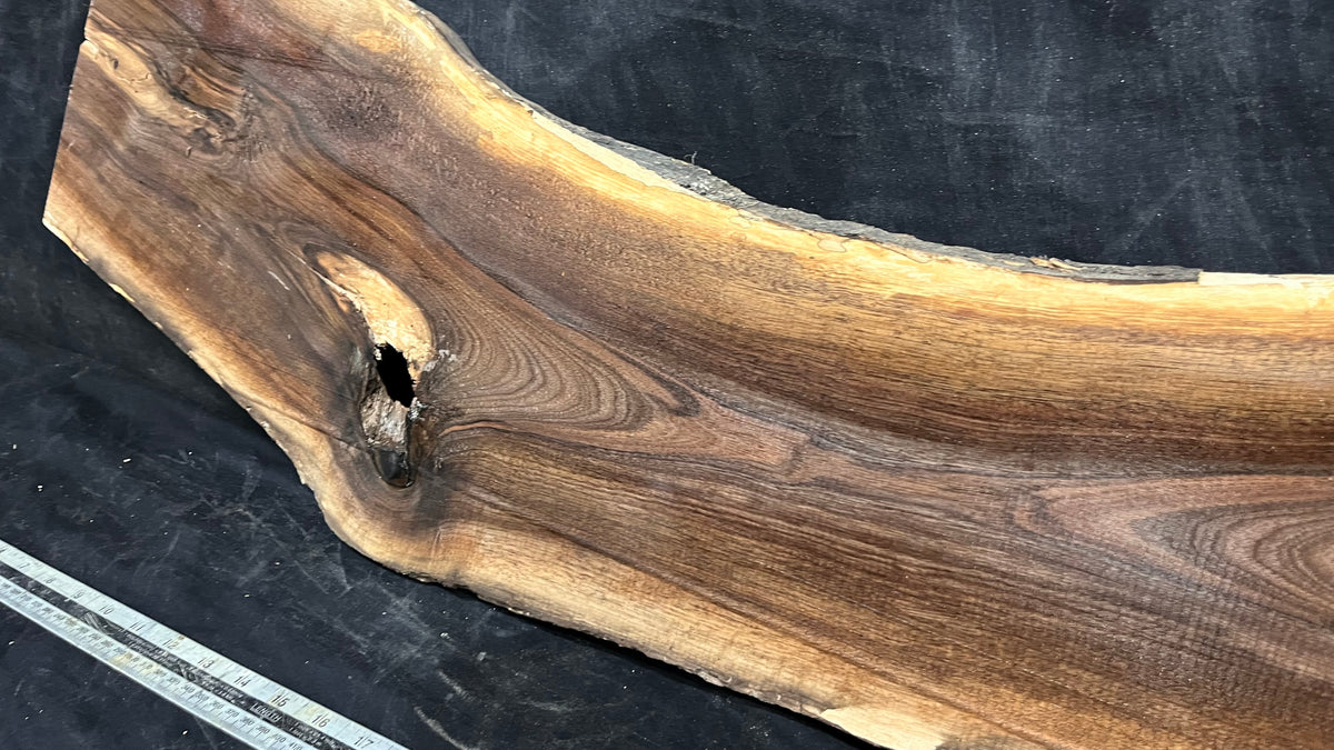 Black walnut tone wood, thin 1007 L x 255 W x 15 D mm    (672)