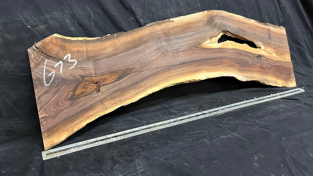Black walnut tone wood, thin 1007 L x 264 W x 17 D mm    (673)