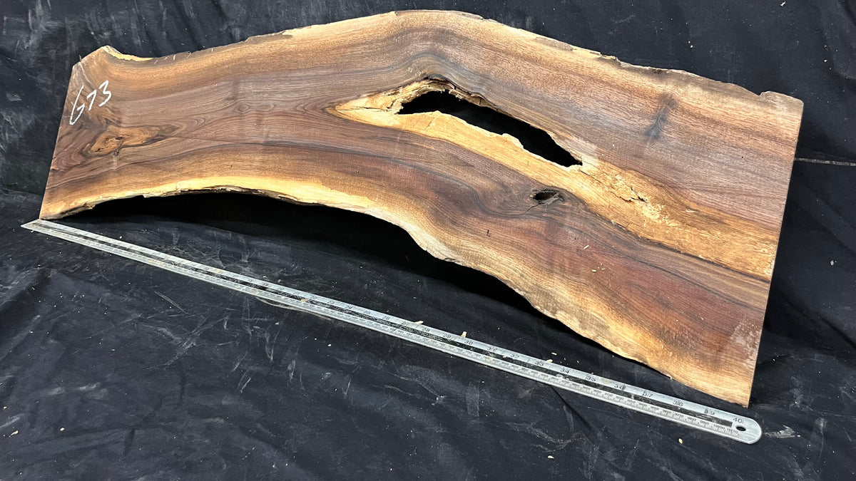Black walnut tone wood, thin 1007 L x 264 W x 17 D mm    (673)