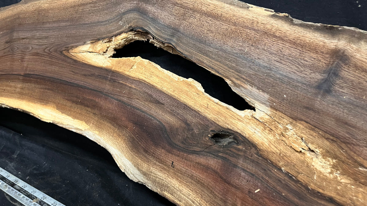 Black walnut tone wood, thin 1007 L x 264 W x 17 D mm    (673)