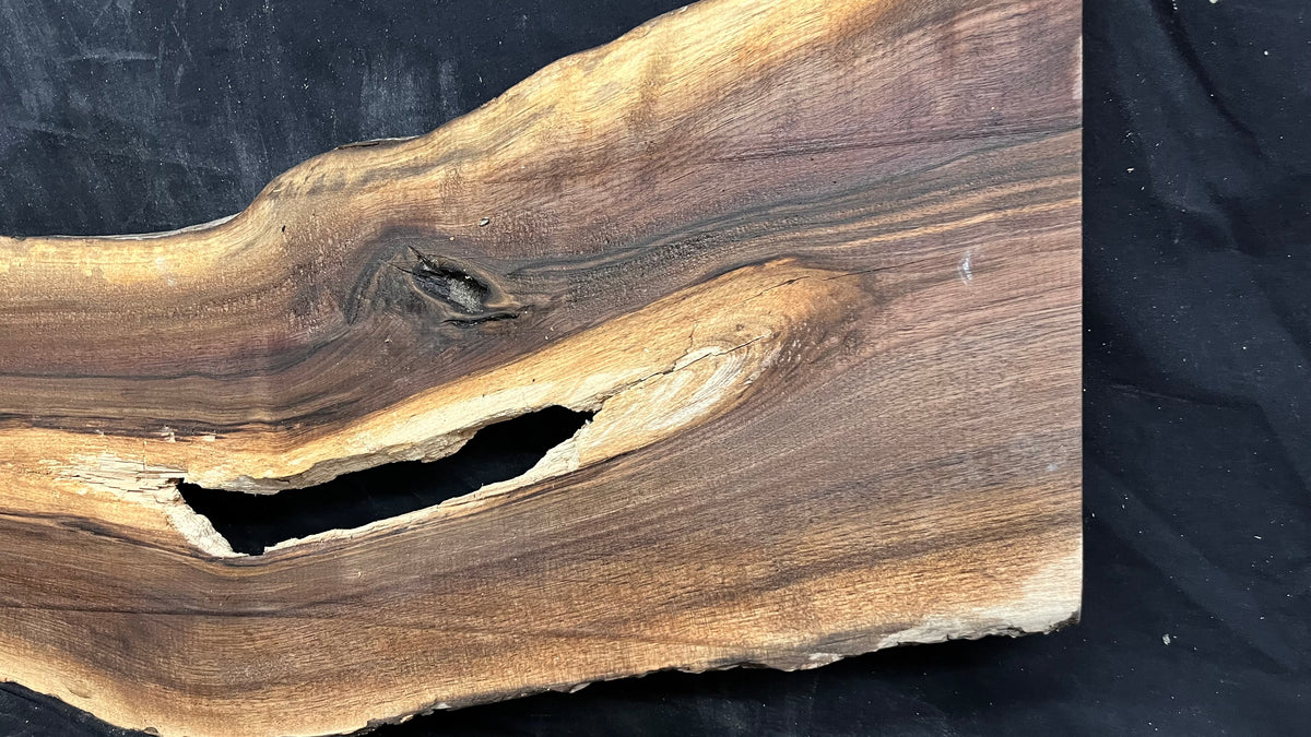 Black walnut tone wood, thin 1007 L x 264 W x 17 D mm    (673)