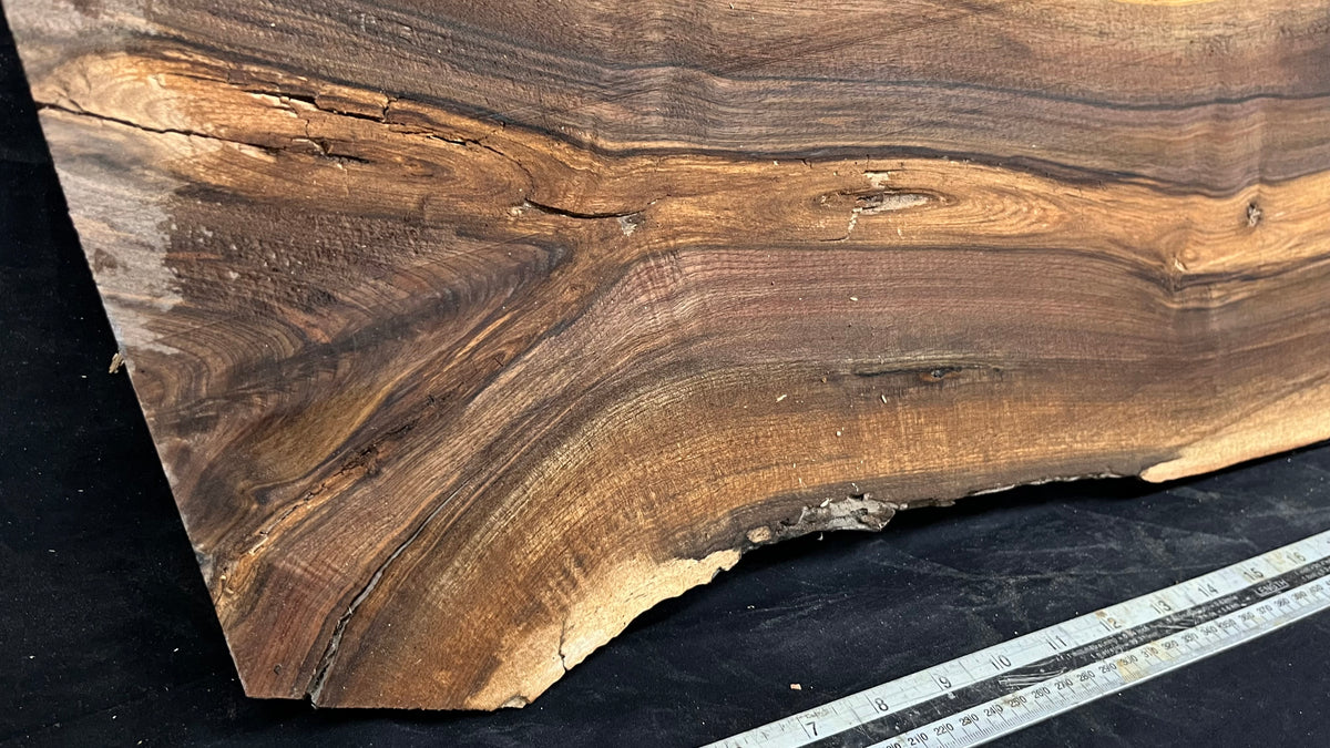 Black walnut tone wood, thin 1007 L x 264 W x 17 D mm    (673)