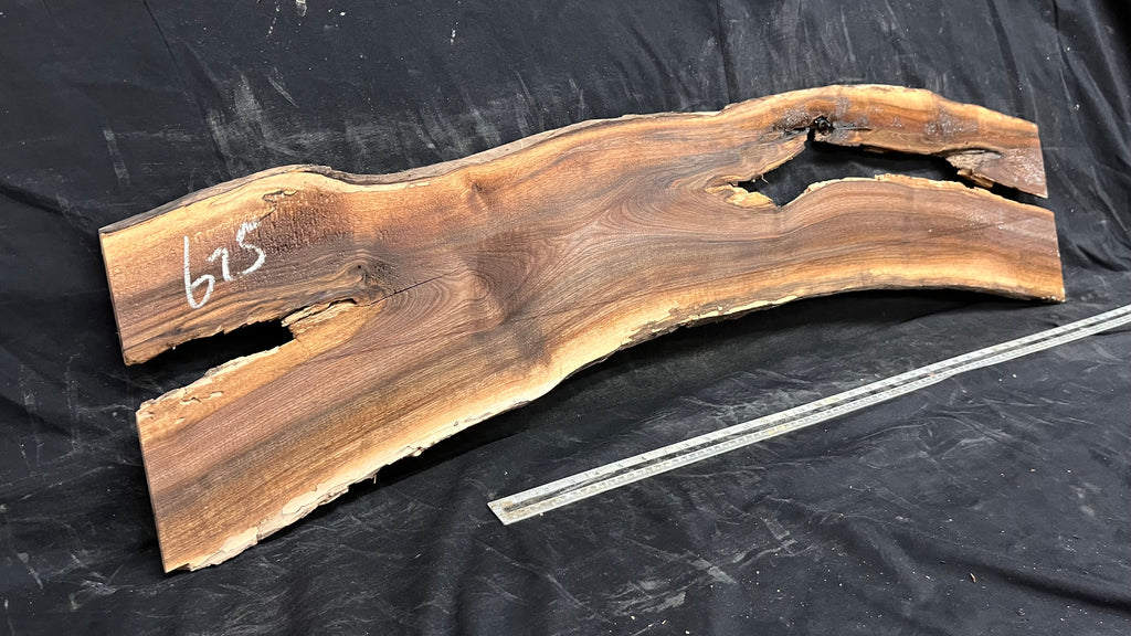 Black walnut tone wood, thin 1164 L x 250 W x 17 D mm    (675)
