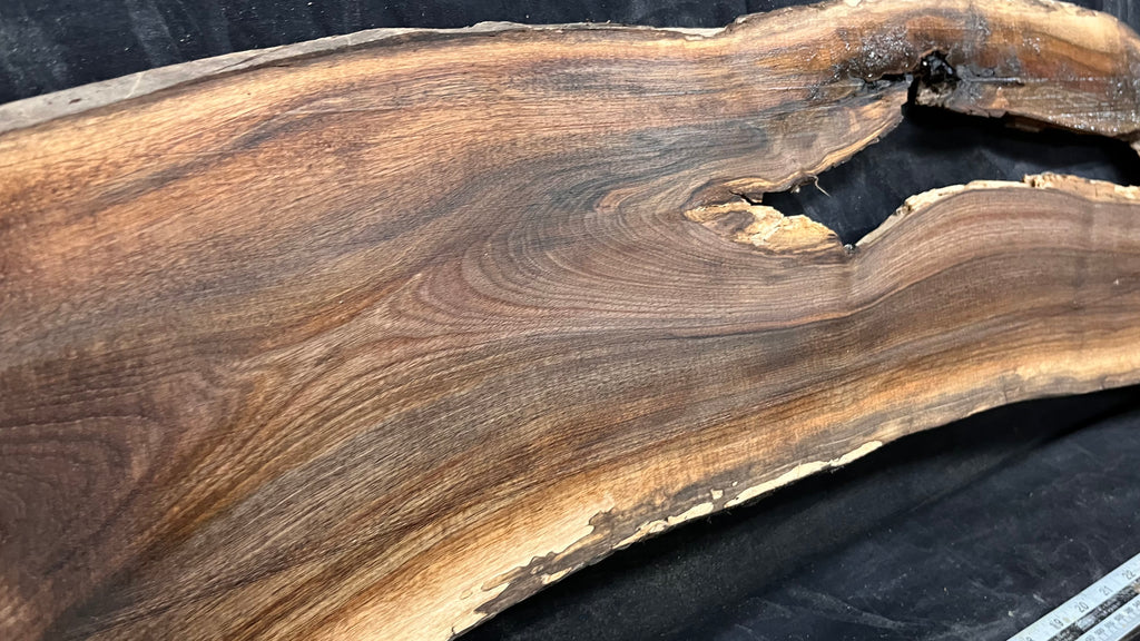 Black walnut tone wood, thin 1164 L x 250 W x 17 D mm    (675)