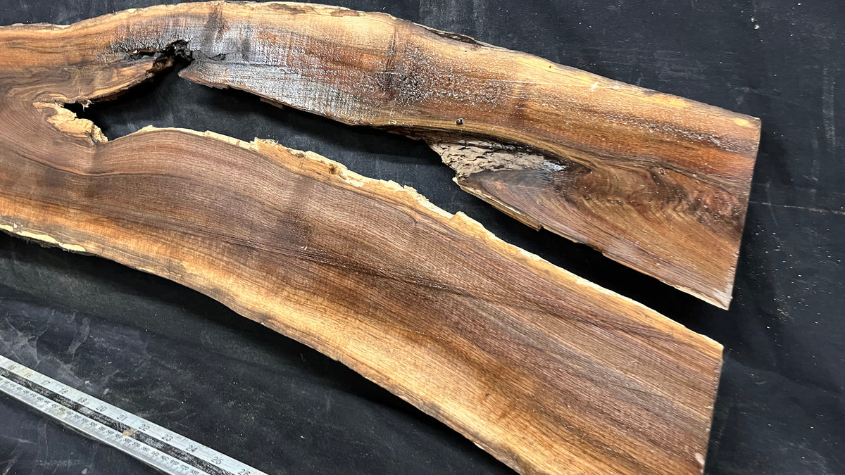 Black walnut tone wood, thin 1164 L x 250 W x 17 D mm    (675)