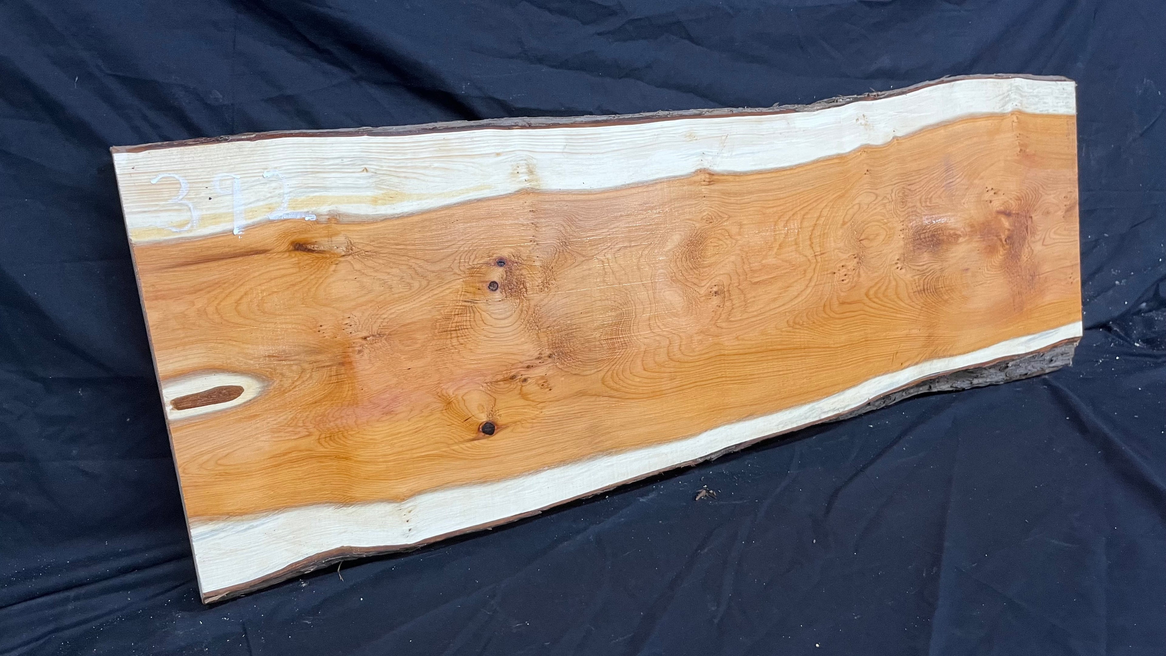 Hardwood yew, slab, resin table blank  986 L x 348 W x 40 D mm    (392)