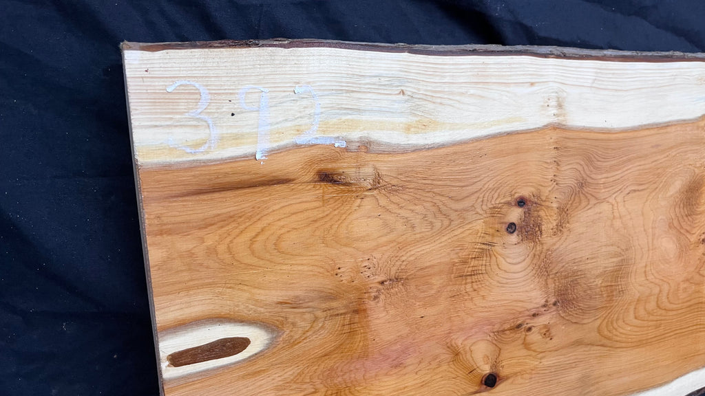 Hardwood yew, slab, resin table blank  986 L x 348 W x 40 D mm    (392)