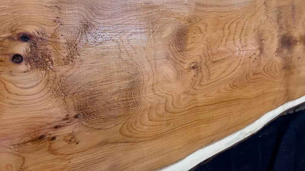 Hardwood yew, slab, resin table blank  986 L x 348 W x 40 D mm    (392)