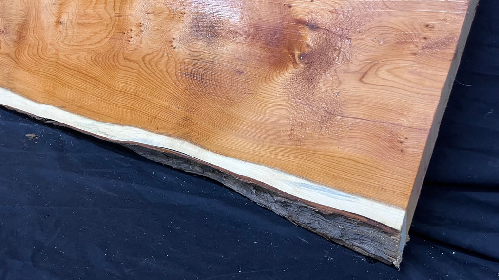 Hardwood yew, slab, resin table blank  986 L x 348 W x 40 D mm    (392)