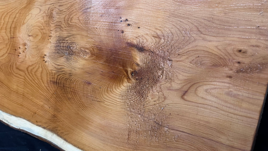 Hardwood yew, slab, resin table blank  986 L x 348 W x 40 D mm    (392)
