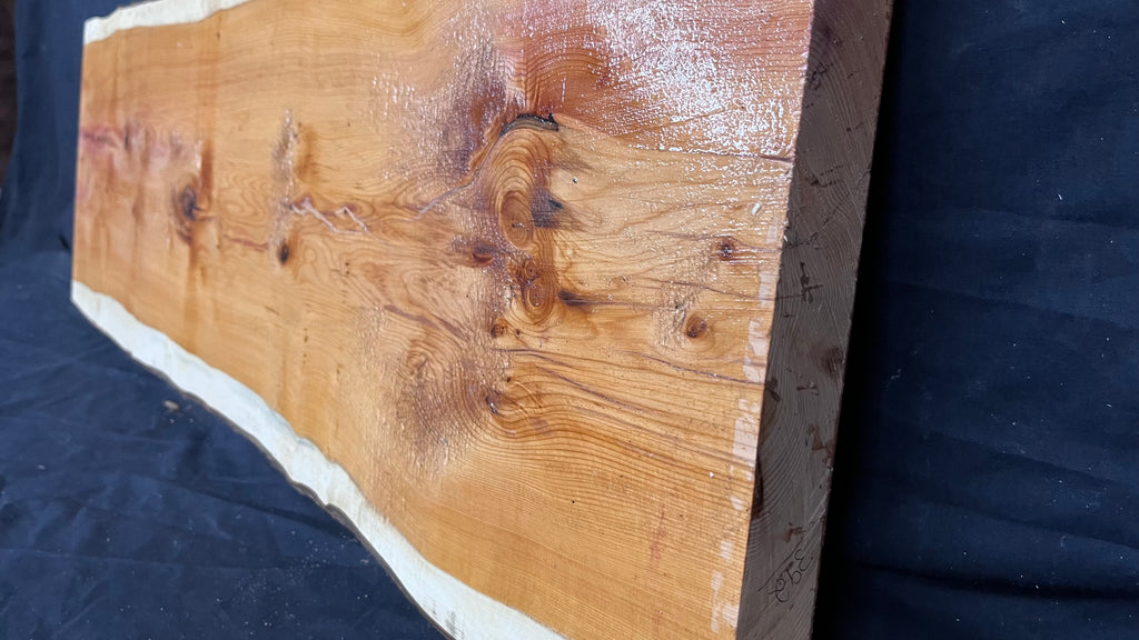 Hardwood yew, slab, resin table blank  986 L x 348 W x 40 D mm    (392)