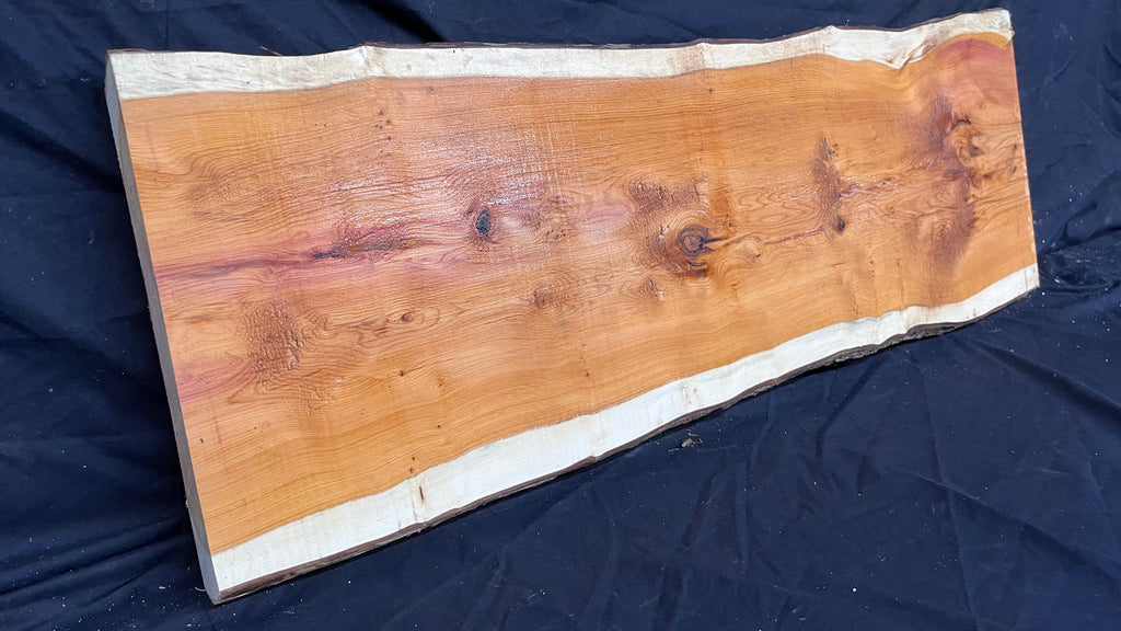 Hardwood yew, slab, resin table blank  986 L x 348 W x 40 D mm    (392)