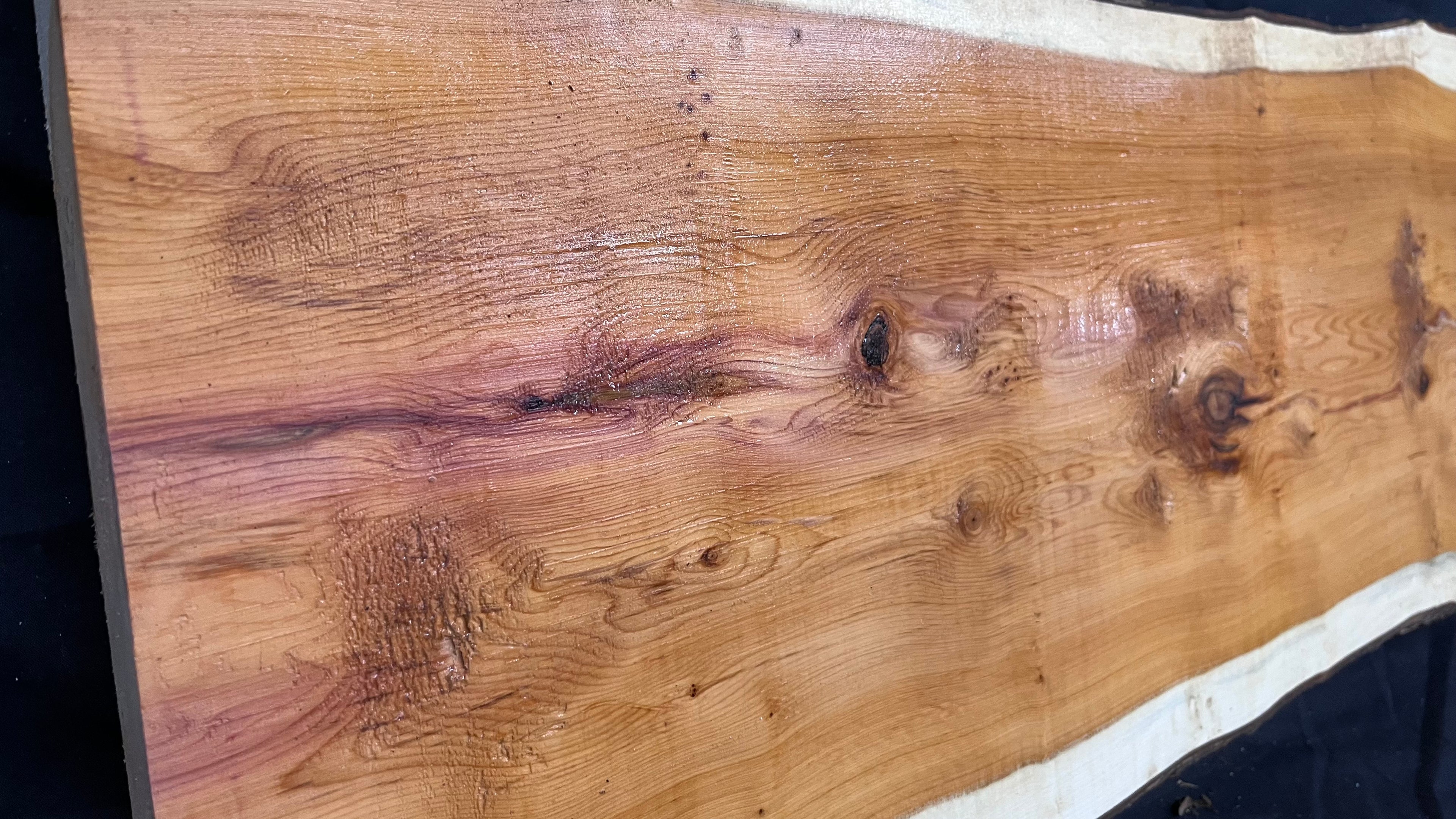 Hardwood yew, slab, resin table blank  986 L x 348 W x 40 D mm    (392)