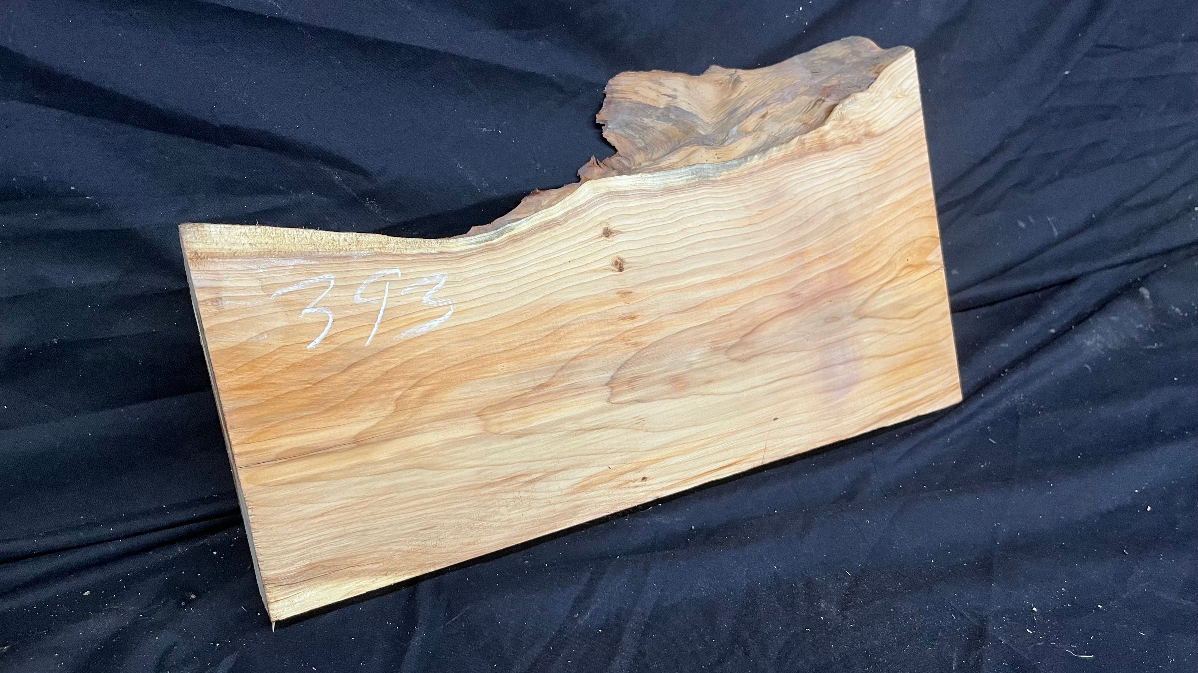 Hardwood yew, slab, resin table blank  434 L x 249 W x 51 D mm    (393)