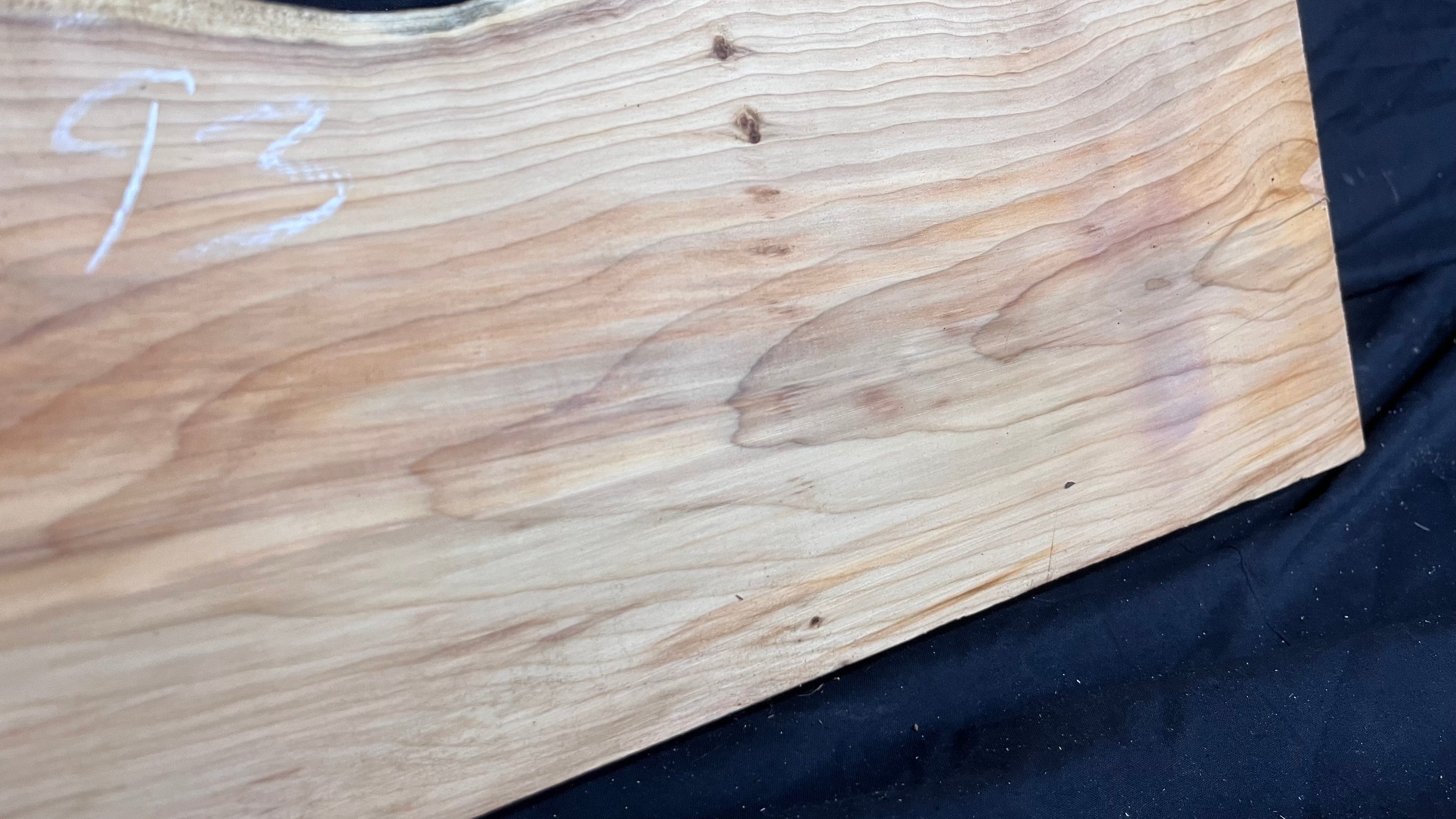 Hardwood yew, slab, resin table blank  434 L x 249 W x 51 D mm    (393)