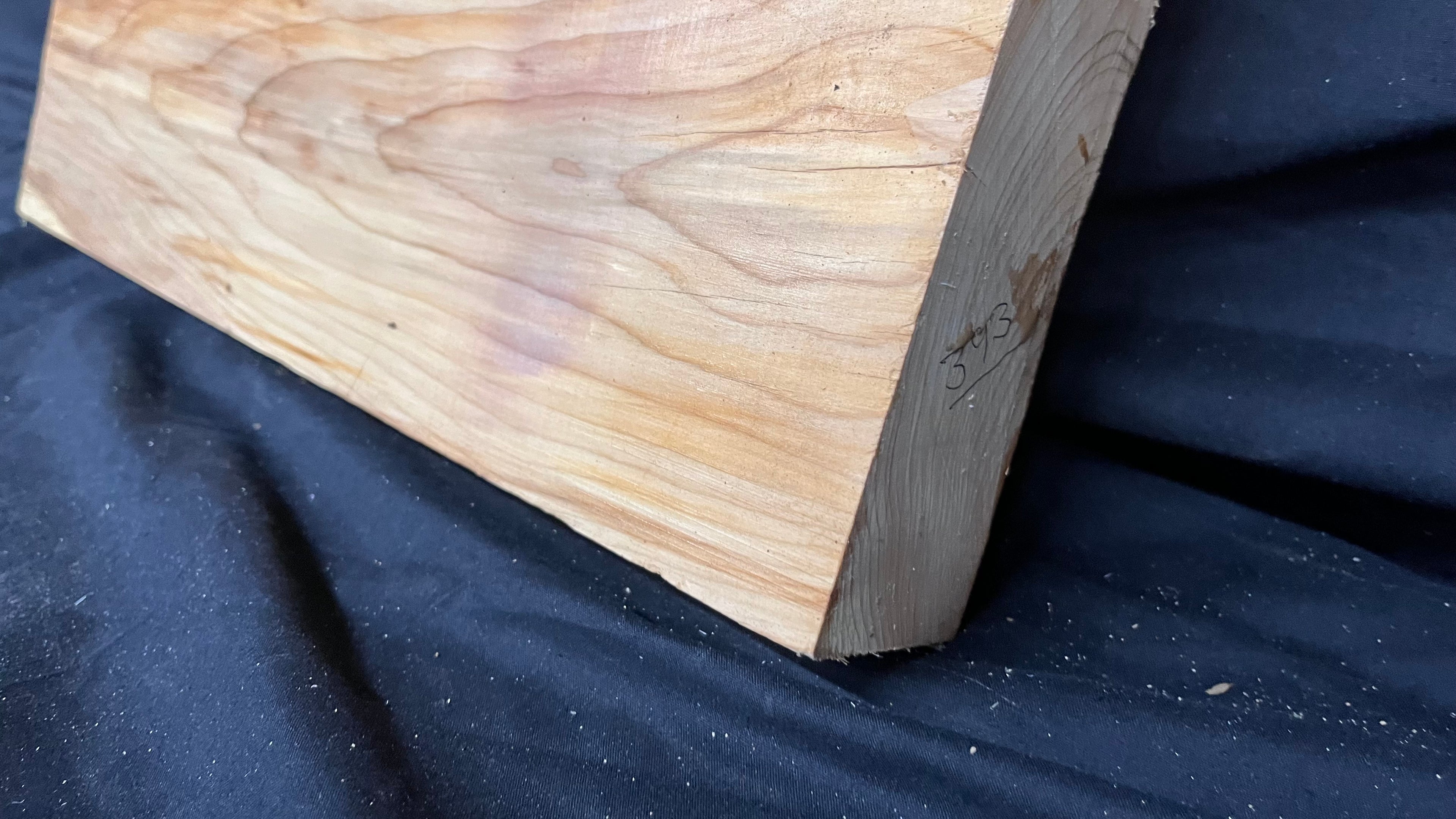 Hardwood yew, slab, resin table blank  434 L x 249 W x 51 D mm    (393)
