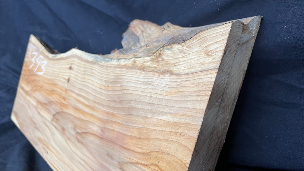 Hardwood yew, slab, resin table blank  434 L x 249 W x 51 D mm    (393)