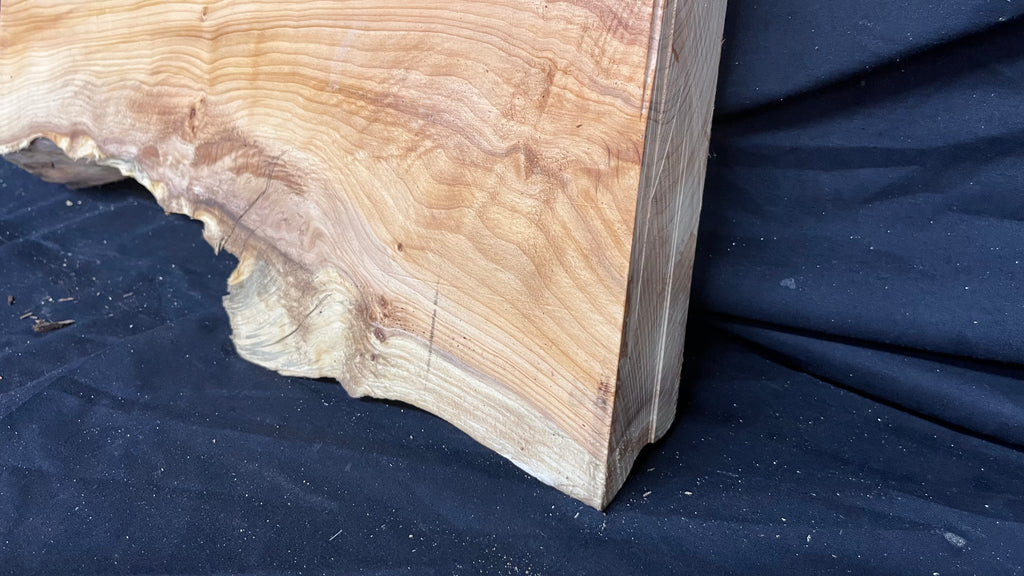 Hardwood yew, slab, resin table blank  434 L x 249 W x 51 D mm    (393)