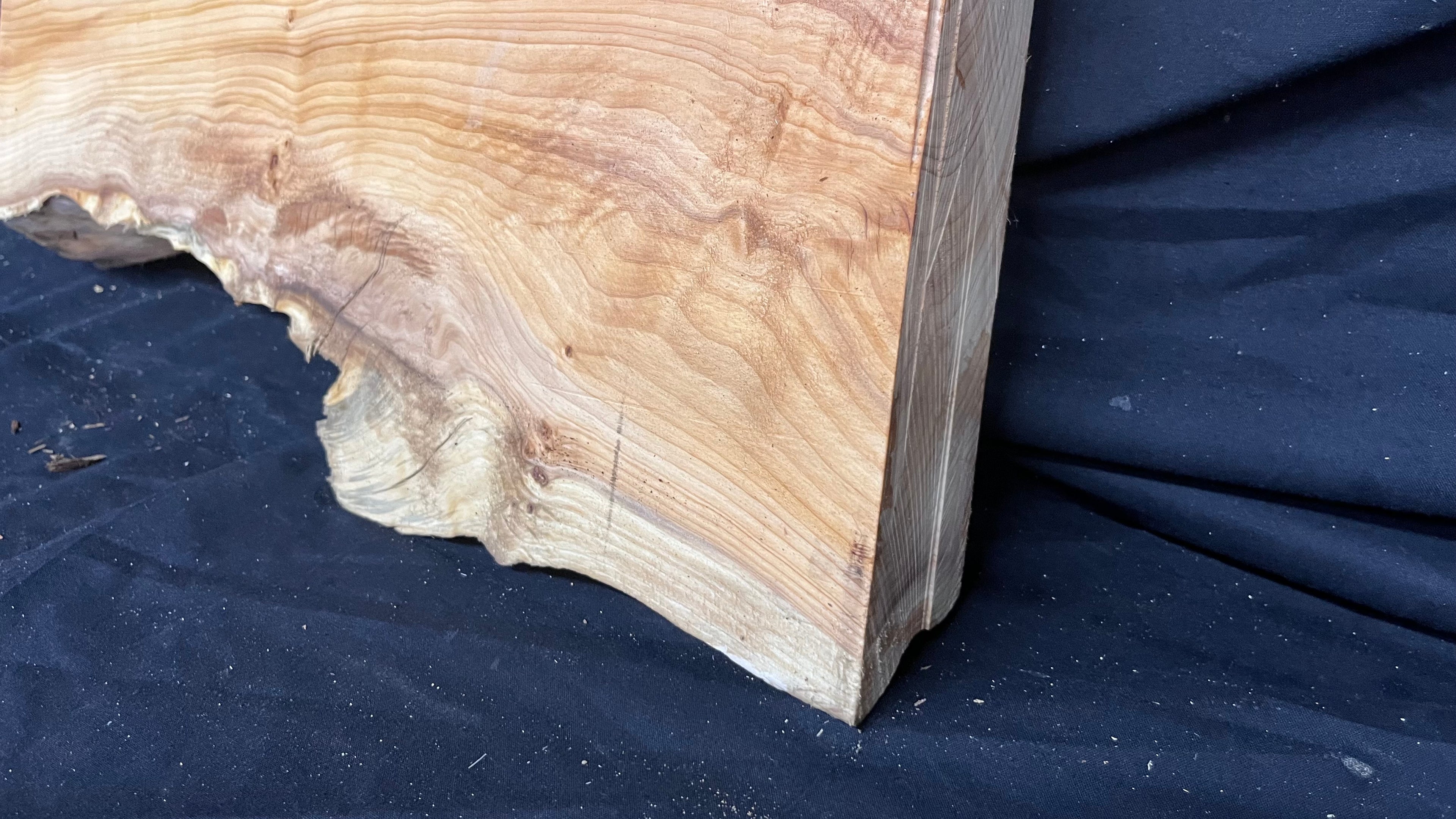 Hardwood yew, slab, resin table blank  434 L x 249 W x 51 D mm    (393)