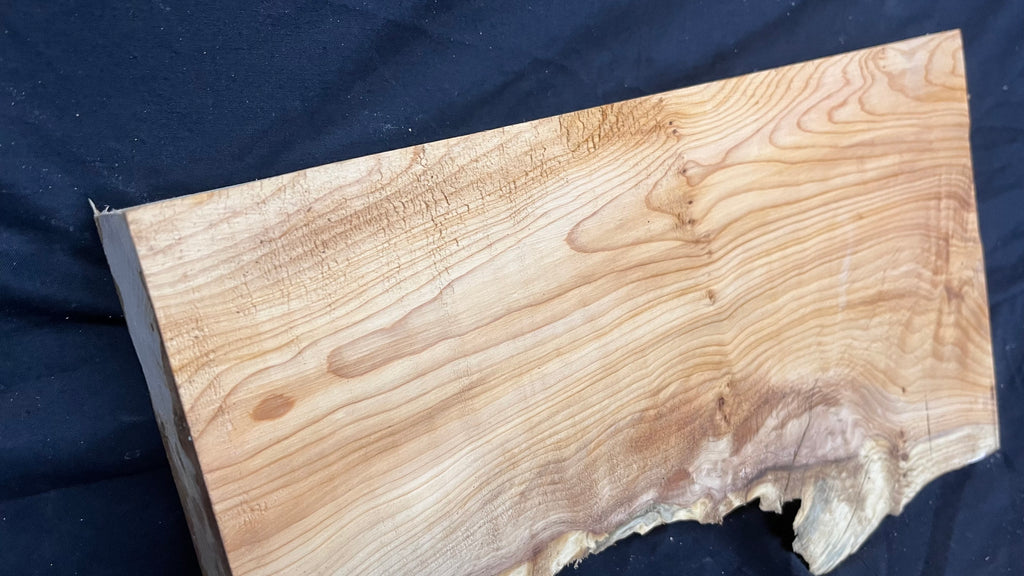 Hardwood yew, slab, resin table blank  434 L x 249 W x 51 D mm    (393)