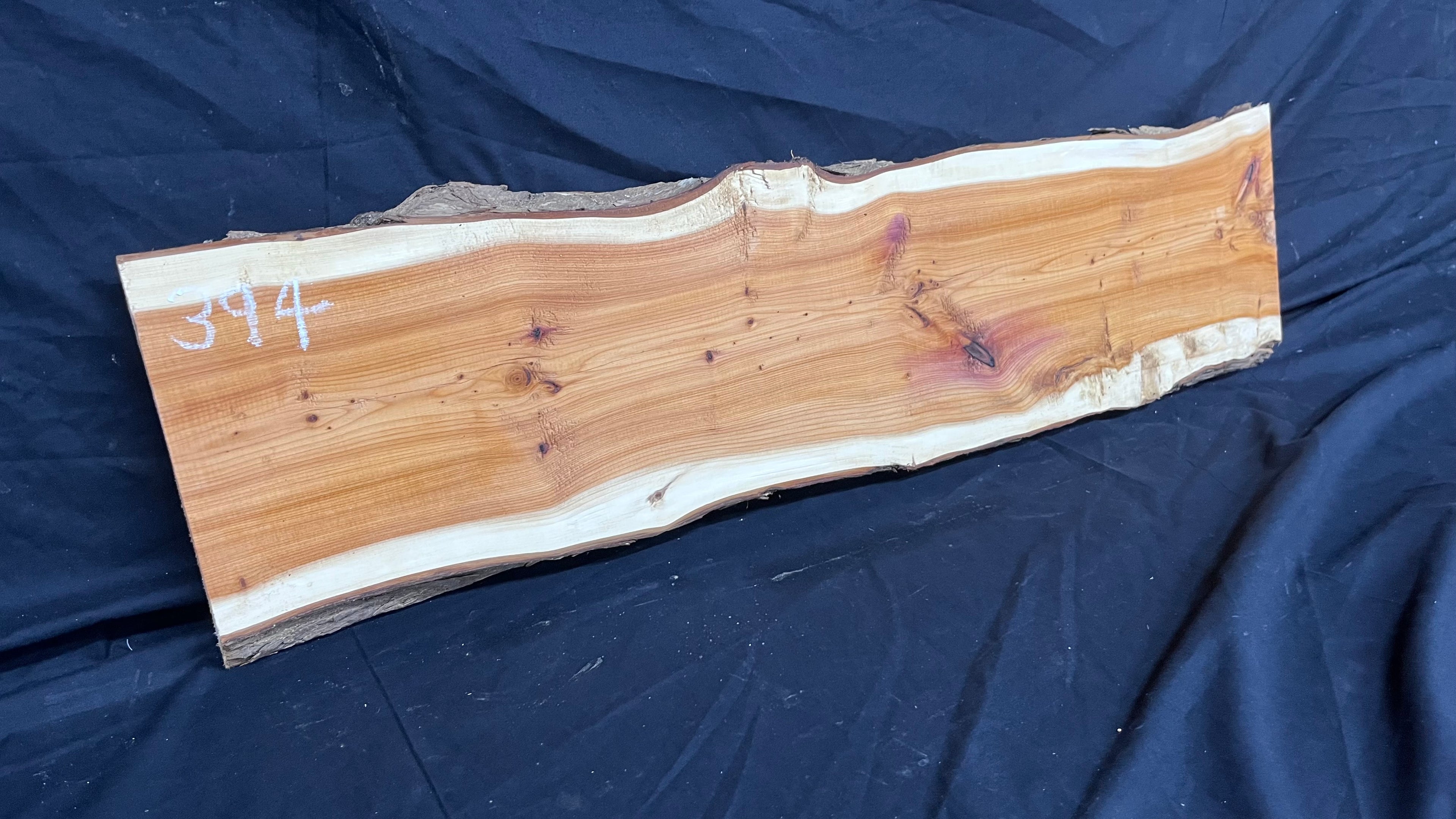 Hardwood yew, slab, resin table blank  814 L x 218 W x 28 D mm    (394)