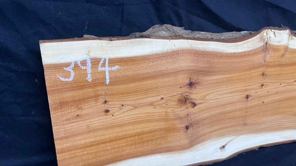 Hardwood yew, slab, resin table blank  814 L x 218 W x 28 D mm    (394)