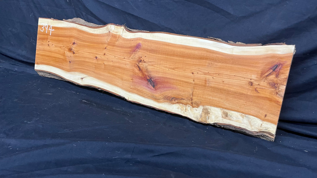 Hardwood yew, slab, resin table blank  814 L x 218 W x 28 D mm    (394)