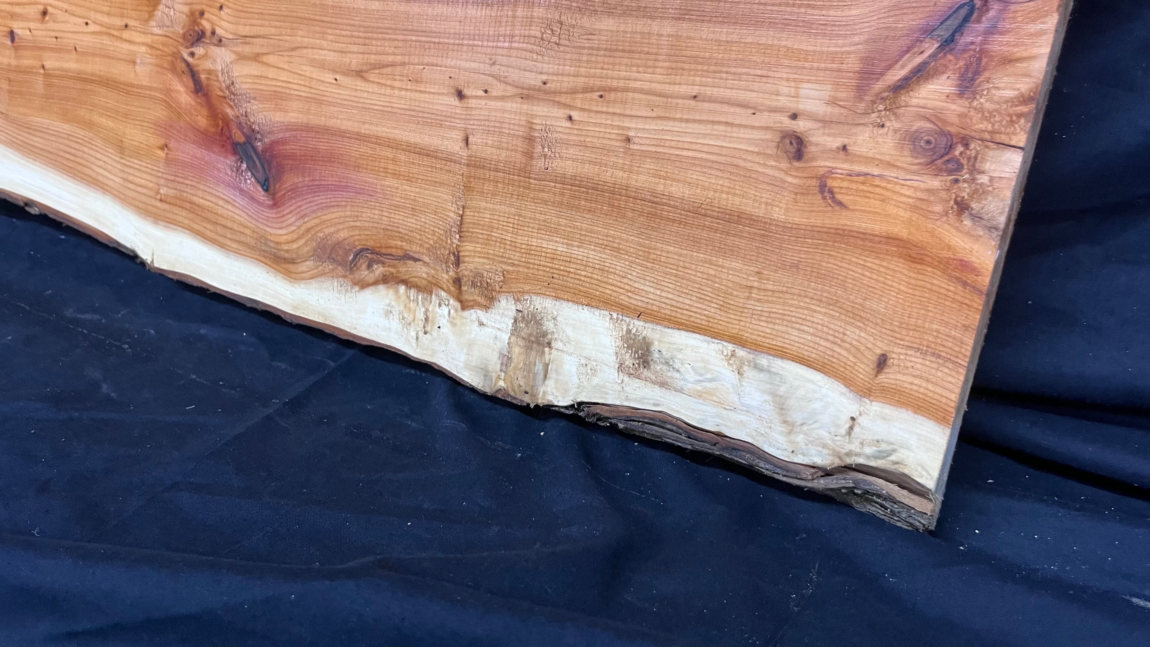 Hardwood yew, slab, resin table blank  814 L x 218 W x 28 D mm    (394)