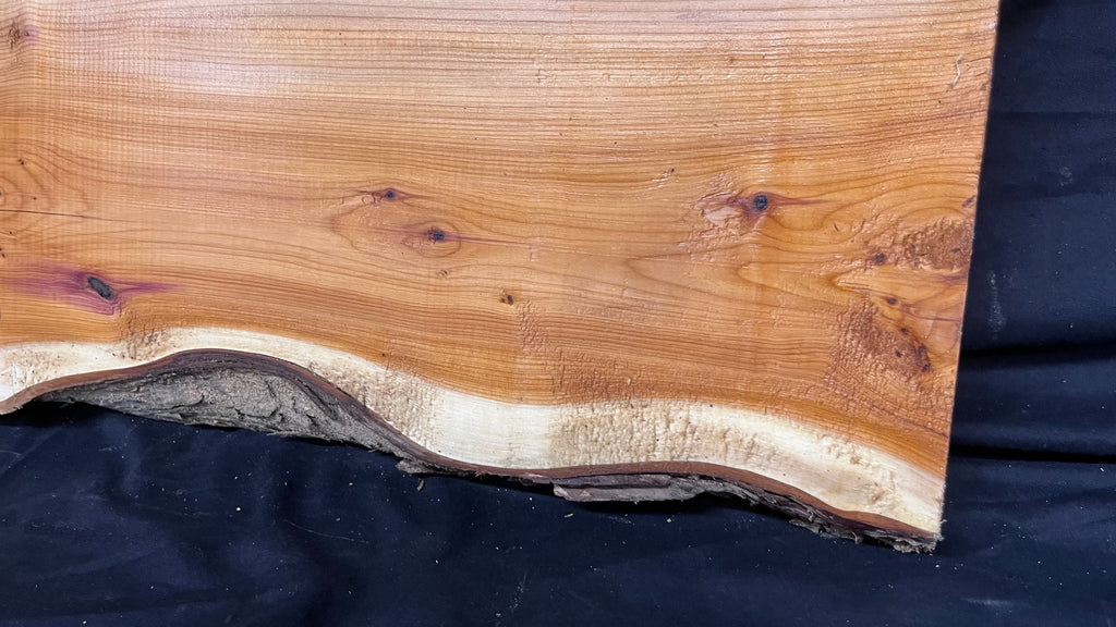 Hardwood yew, slab, resin table blank  814 L x 218 W x 28 D mm    (394)