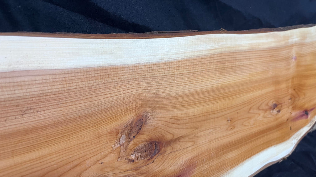 Hardwood yew, slab, resin table blank  814 L x 218 W x 28 D mm    (394)