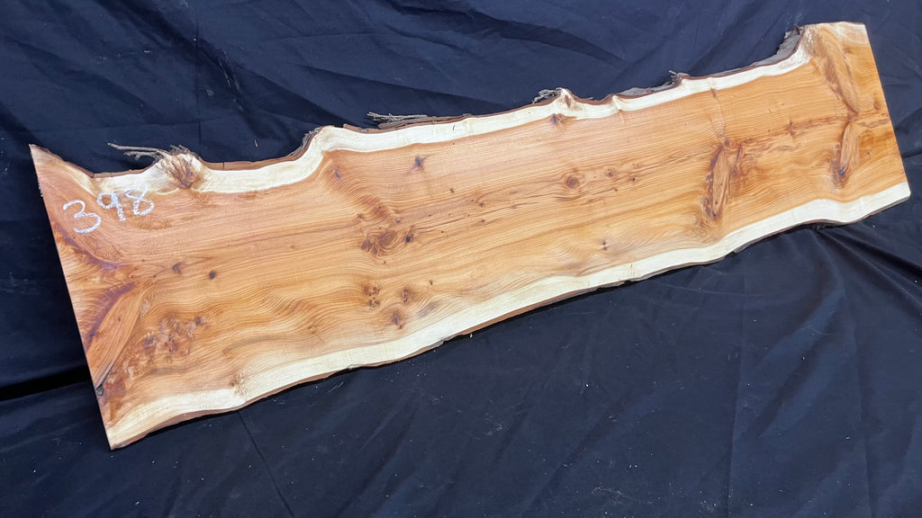 Hardwood yew, slab, resin table blank  1224 L x 317 W x 34 D mm    (398)