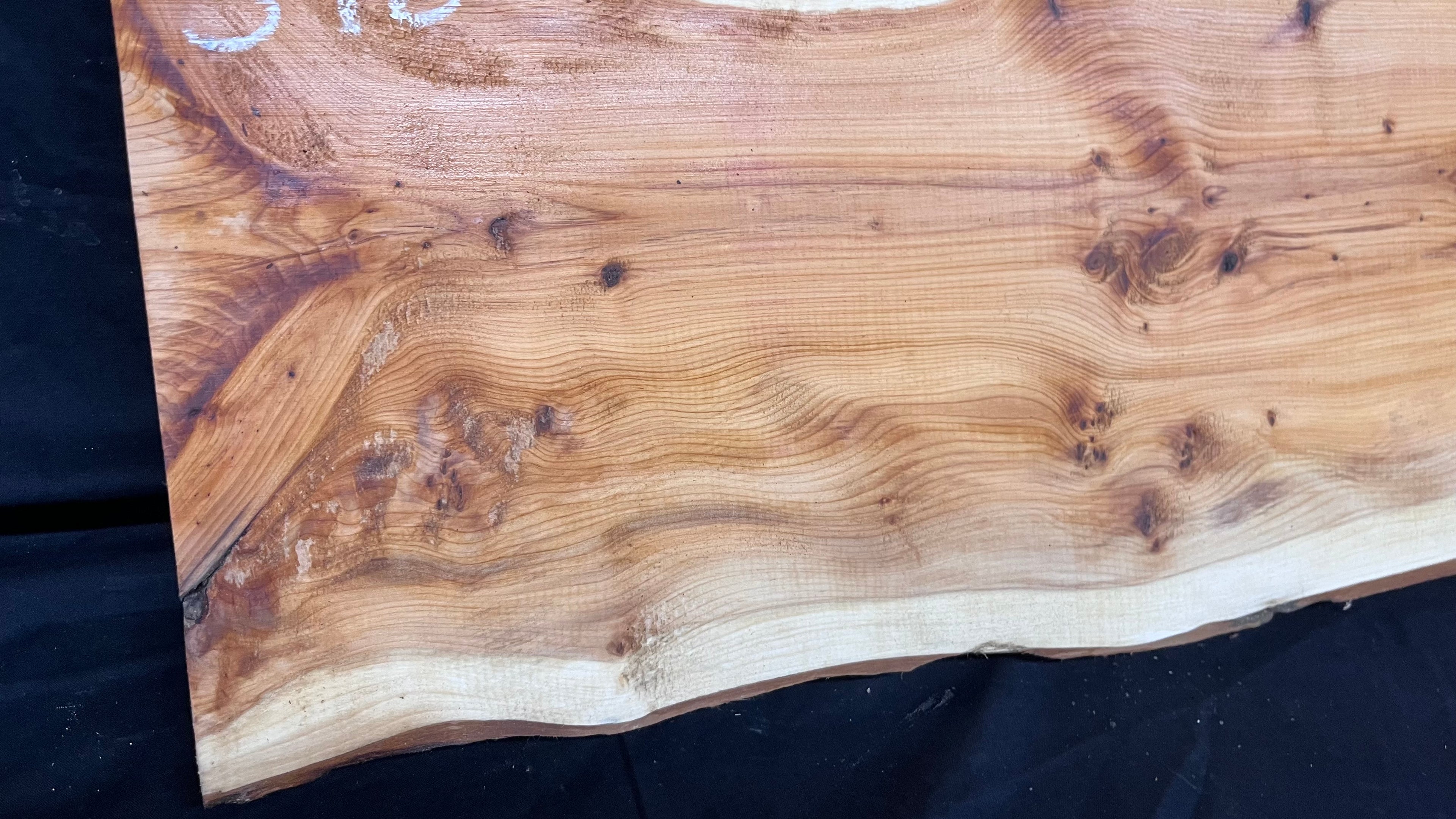 Hardwood yew, slab, resin table blank  1224 L x 317 W x 34 D mm    (398)