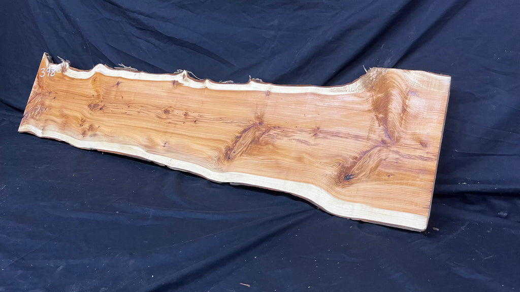 Hardwood yew, slab, resin table blank  1224 L x 317 W x 34 D mm    (398)