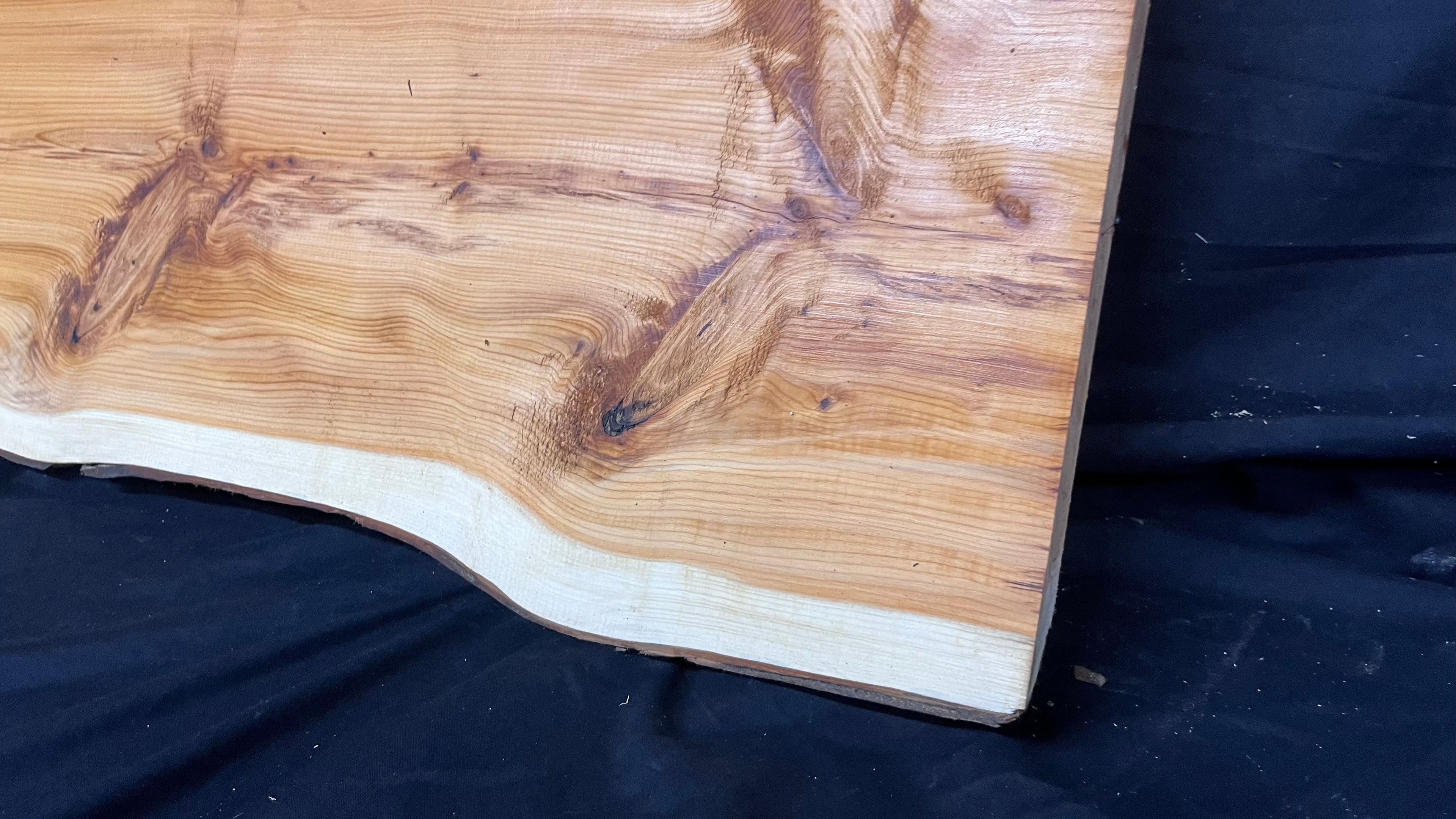 Hardwood yew, slab, resin table blank  1224 L x 317 W x 34 D mm    (398)