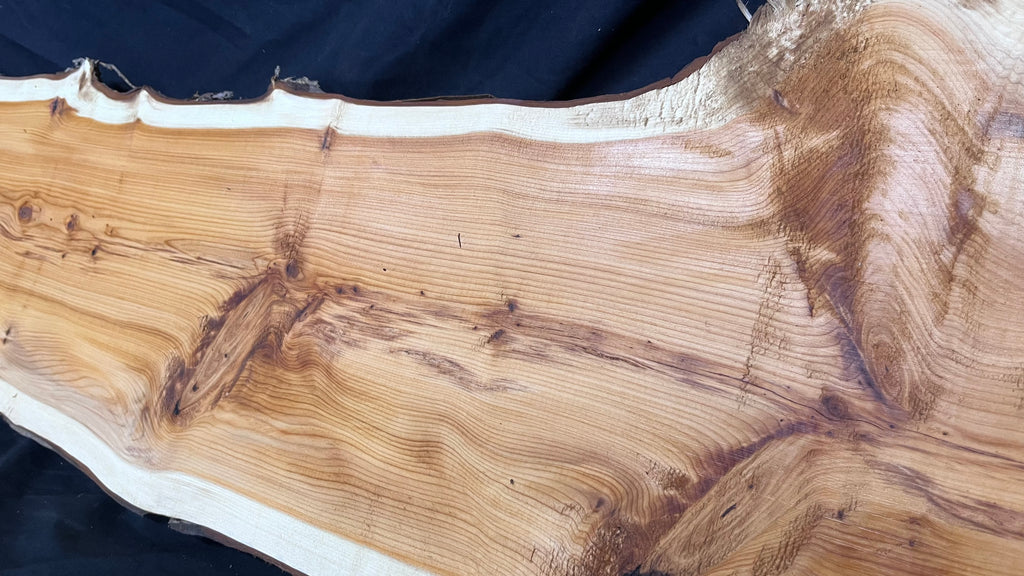 Hardwood yew, slab, resin table blank  1224 L x 317 W x 34 D mm    (398)