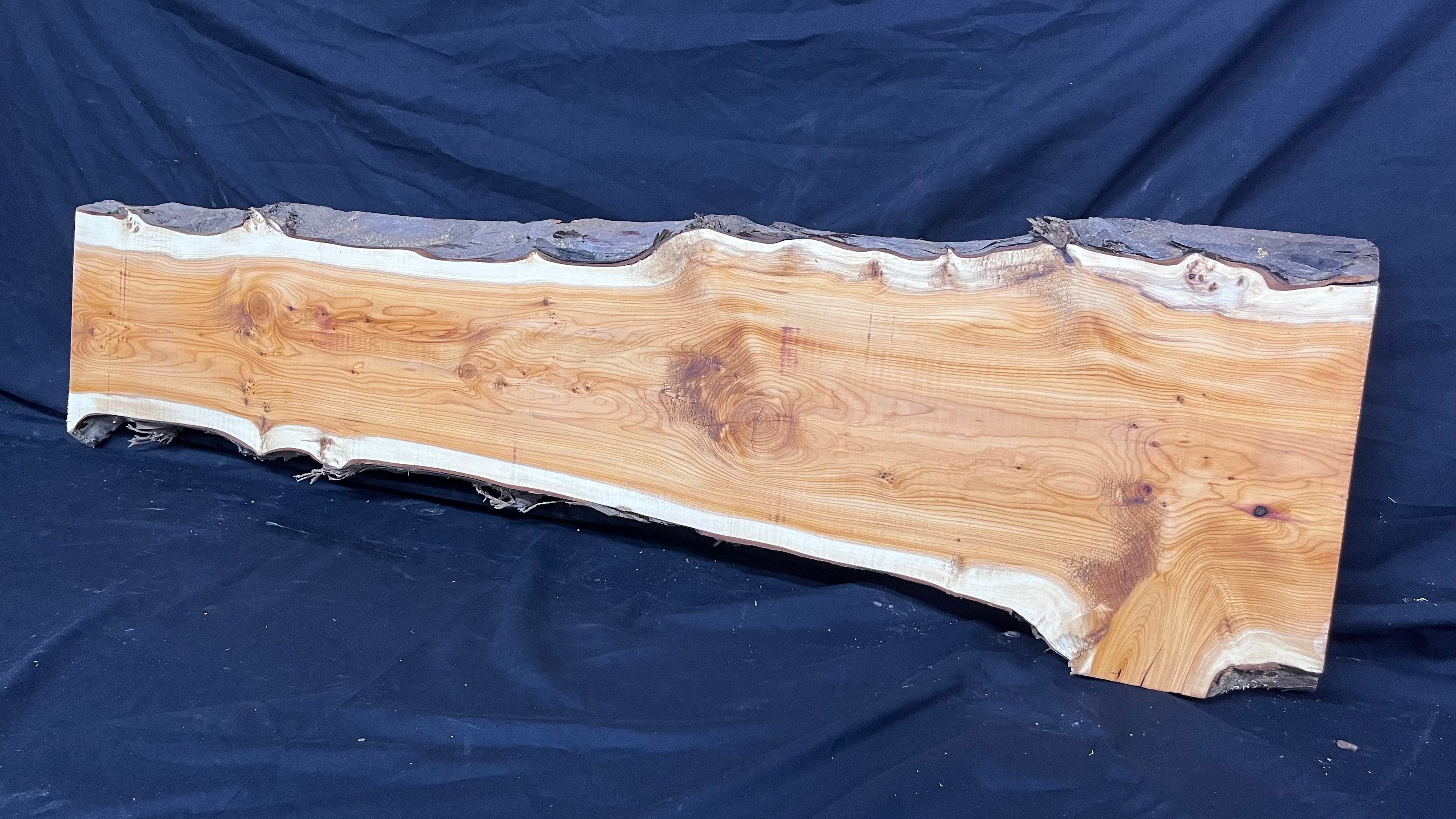 Hardwood yew, slab, resin table blank  1224 L x 317 W x 34 D mm    (398)
