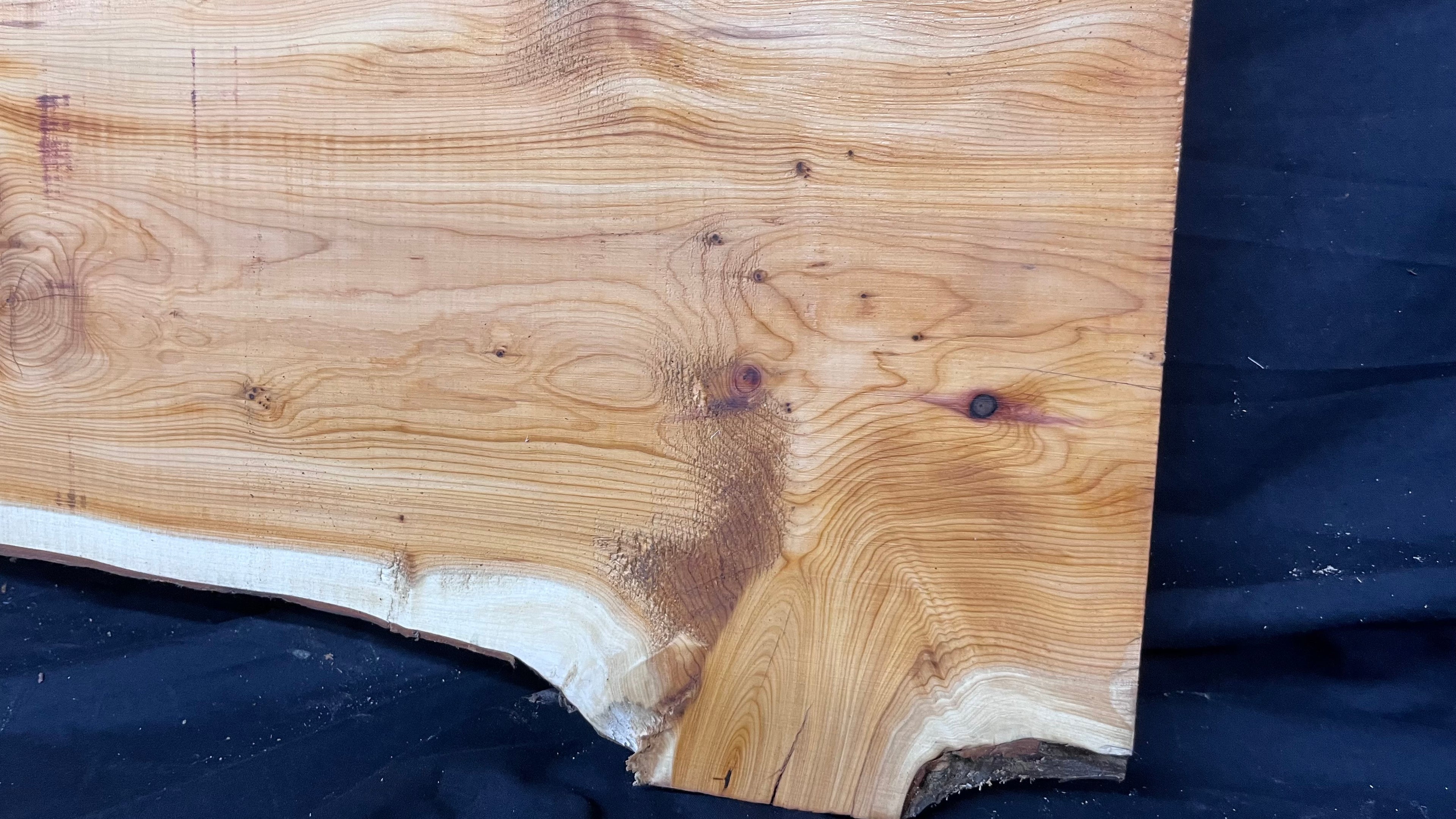 Hardwood yew, slab, resin table blank  1224 L x 317 W x 34 D mm    (398)