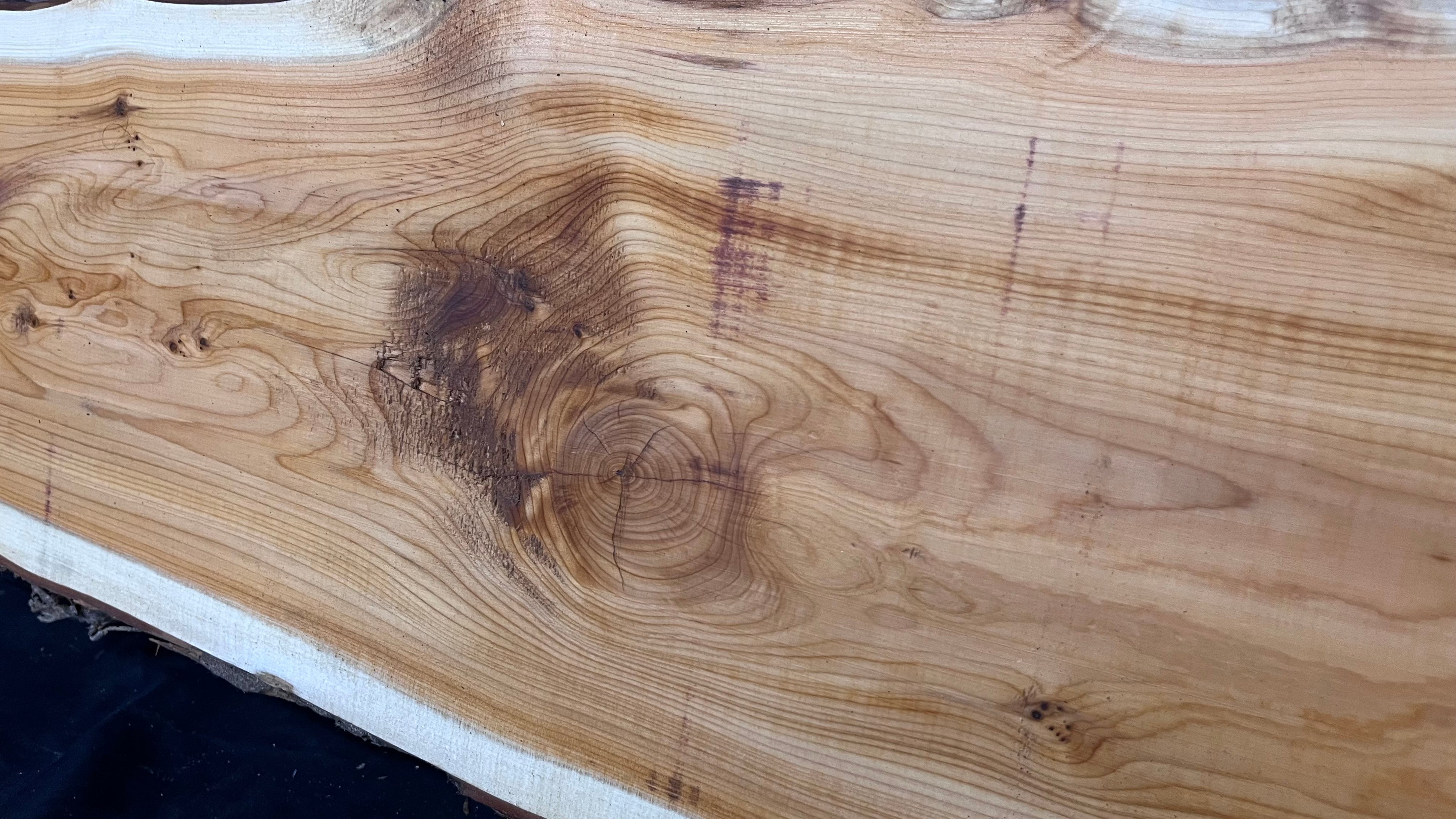 Hardwood yew, slab, resin table blank  1224 L x 317 W x 34 D mm    (398)
